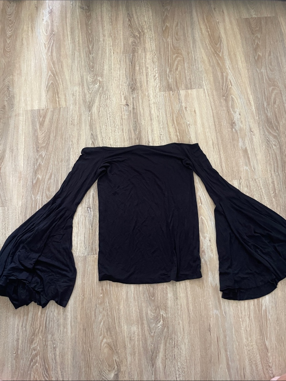 We The Free Off-Shoulder Black Bell Sleeve Top